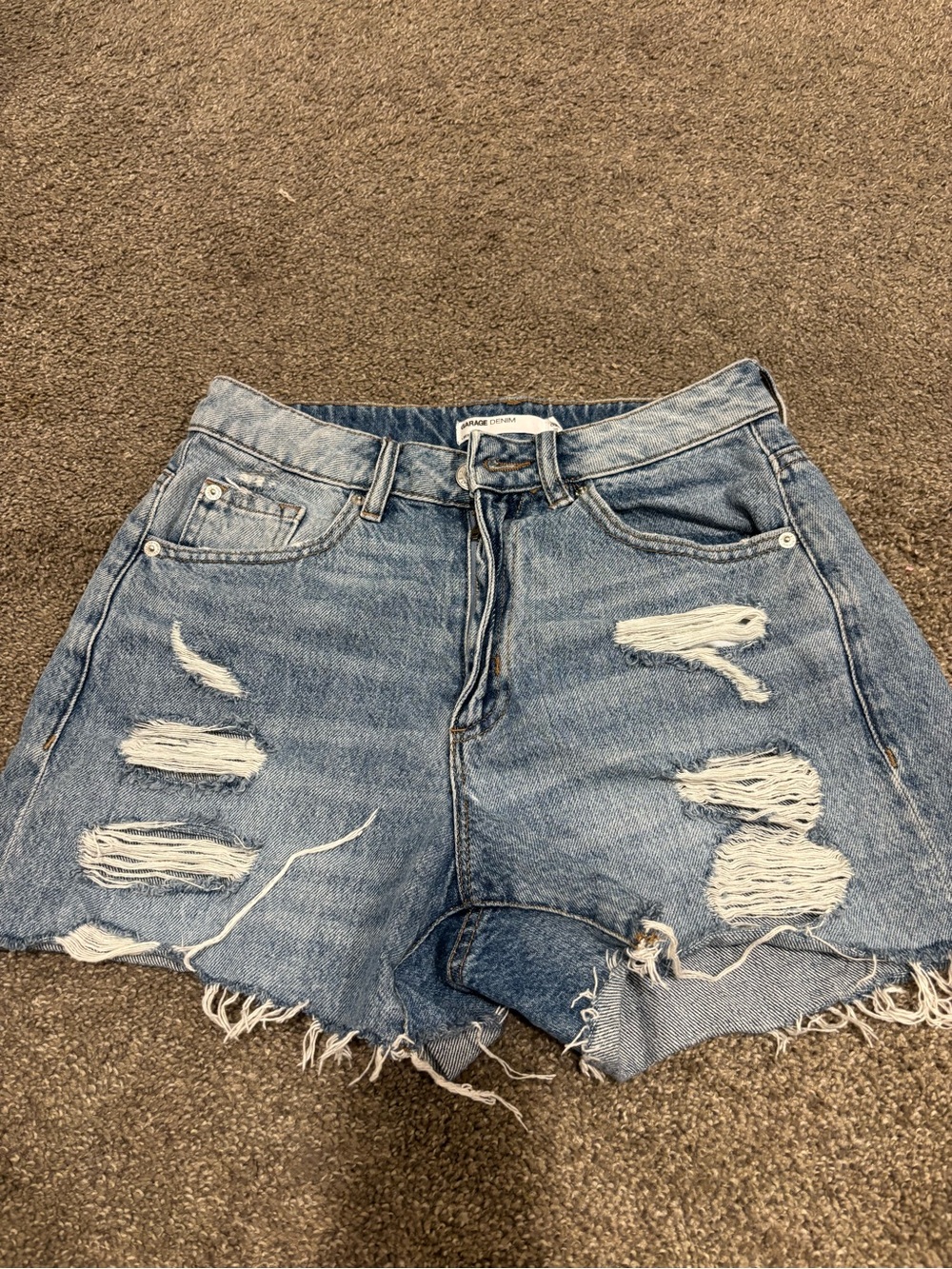 Garage Light Blue Distressed Denim Shorts